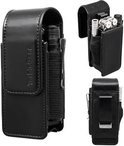 TarbicGear Multitool Holster with Belt Clip for Men, Faux Leather Multitool Sheath for Belt, Pocket Organizer for Work, Fits for Leatherman, SOG, Gerber Tools, Black