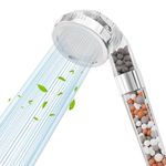 VEHHE High Pressure Shower Head, Filter Shower Head 3 Mode Boosting with Beads, Handheld Powerful Flow Showerheads Hard Water Softener with Extra Replaceable Accessories for Adult Children Pet Home