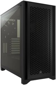 CORSAIR 4000D AIRFLOW Tempered Glass Mid-Tower ATX Case - High-Airflow - Cable Management System - Spacious Interior - Two Included 120 mm Fans - Black