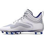 Under Armour Men's Command Mid Lacrosse MT TPU Cleat Shoe, (102) White/Royal/Royal, 11.5