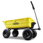 RocwooD Poly Dump Cart Trolley 80L Garden Tipping Wheelbarrow 250kg Utility Truck Trailer Steel Frame Heavy Duty Festival Outdoor Tools Plants 4 Wheels Yellow