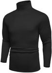 COOFANDY Men High Neck Shirts Mock Neck Lightweight T Shirts High Neck Long Sleeve Slim Fit Pullover Sweater Black