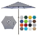 Blissun 7.5 ft Patio Umbrella, Yard Umbrella Push Button Tilt Crank (Black&White)