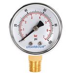 Uharbour Reliable Dual Scale Mechanical Pressure Gauge for Gas and Water (100psi/7bar) with 1/4" NPT Bottom Mount…