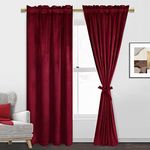 JIUZHEN Blackout Velvet Curtains Thermal Insulated Curtains & Drapes 72 inch Long Rod Pocket Noise Reducing Window Treatments Living Room Curtains, 2 Panels, 52 x 72 Inches, Wine Red