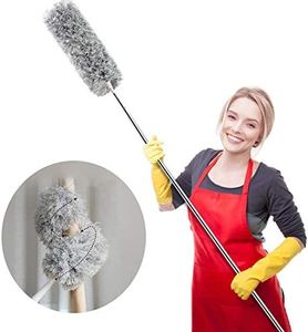 Webster Cobweb Duster, Feather Duster for Home, Extendable Dusters for Cleaning High Ceiling Fans, Hand Wall Duster, Long and Washable Dust Brush Gray