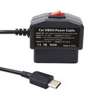 EnruigeOK Universal OBD to USB-C Type-C 12V Output Power Cable Compatable for Ring Car Cam、 Dash Camera 24 Hours Surveillance/Acc Mode with Switch Button 12-35V to 12V 3A