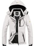 GEMYSE Women's Mountain Waterproof Ski Snow Jacket Rain Winter Jacket Coat Hooded Windproof Parka (Pure White,Large)