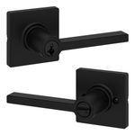 Weiser Casey Matte Black Front Door Handle with Lock, Reversible Square Exterior/Interior Door Handles with Lock, Keyed Entry Door Lever for Front Door, Bedroom, Bathroom & Office, Modern Home Decor