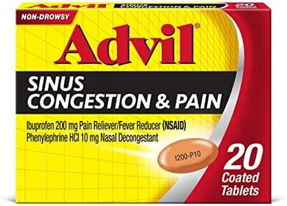 Advil Sinus Congestion and Pain, Sinus Relief Medicine, Pain Reliever and Fever Reducer with Ibuprofen and Phenylephrine HCl - 20 Coated Tablets