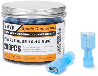 200PCS Nylon Female Spade Connector Kit - Blue 16-14 AWG - Quick Disconnect Electrical Wire Connectors - Tinned Copper Insulated Terminals for Automotive Electronics Crimp