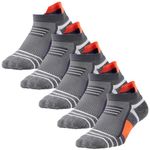 Jzy Qzn Mens Trainer Socks Copper Added Low Cut Ankle Socks Anti-Blister Cushioned Sports Socks Breathable Cotton Performance Running Socks Grey 5 Pairs