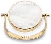 Palas Jewellery Women's Mother of Pearl Evil Eye Spinning Ring, Gold, Medium