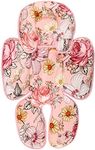 Pink Infant Car Seat Body Support Pillow,2-in-1 Reversible CarSeat Insert,Soft Cushion for Swing, Bouncer,Flowers