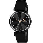 CRESTELLO Black Silicone Strap Analog Wrist Watch for Women (Black Dial) | CR-CK137-BLK