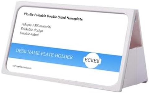 ECKEK Desk Name Plate Holder, Plastic Sign Holder for Table Display, Foldable Double Sided Nameplate (White 200*100mm/7.87*3.94 inches)