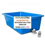 MYPURECORE 90L Dog Bath Tub – Pet Bath Pool with Drain Plug & Hose Connector – Durable Plastic Dog Washing Tub for Indoor & Outdoor Use (BLUE)