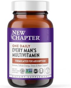 New Chapter Men's Multivitamin for Immune, Stress, Heart + Energy Support with Fermented Nutrients - Every Man's One Daily, Made with Organic Vegetables & Herbs, Non-GMO, Gluten Free - 72 ct