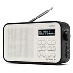 DAB/DAB+ & FM Portable Digital Radio | Simple Controls | Dual Alarms & Sleep Timer | Battery & Mains Powered (4x”AA”) | Bluetooth | Perfect for Home, Office or Outdoors | AZATOM Desire X2 (Black)