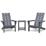 Adirondack Chair Set of 2 with Table, HDPE Firepit Chairs for Outside, Weatherproof Outdoor Chairs for Garden Balcony Patio