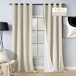 MIULEE 100% Blackout Velvet Curtains 108 Inches Long Ivory White Curtain Drapes for Luxury Bedroom Living Room Darkening Thermal Insulated Grommet Curtains for Light Blocking Set of 2