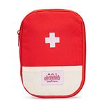 Jipemtra First Aid Backpack Empty Medical First Aid Bag Red Emergency Treatment First Responder Trauma Bag for Preschool Child Care Center Field Trips Camping Daycare (Red with Inside Mesh Bags)