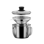 Stainless Steel Fat Separator 4 Cup/1000ML Gravy Grease Separator with Strainer and Glass Lid, Soup Oil Separator Cup for Cooking, Oil Soup Separator Strainer Pot for Kitchen