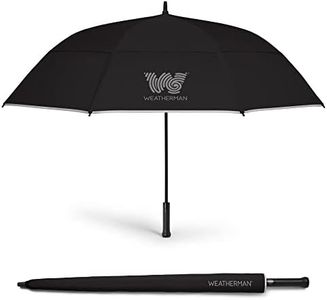 Weatherman Umbrella - Automatic Open Golf Umbrella - Golf Extra Large Big Oversize Windproof for Golf Bag Push Cart w/ UV Protection - Waterproof Heavy Duty Umbrellas for Rain Sun for Men Women - Resists Up to 55 MPH Winds (Black, 68 inch)