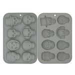 ALLY-MAGIC Skull Chocolate Moulds, Halloween Silicone Candy Mould Christmas Candle Baking Resin Mould Fondant Moulds for DIY Cake Decorating Jelly Ice Cube Y6-8LKLMJ (Grey)