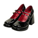 Theater Women Black Chunky Platform Block Heels | Mary Jane | Stylish & Comfortable | Formal & Casual Wear
