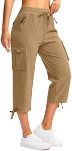Soothfeel Women's Cargo Capris Pants with 6 Pockets Lightweight Quick Dry Travel Hiking Summer Pants for Women Casual (Dark Khaki, XS)