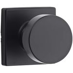 Kwikset Pismo Interior Passage Door Knob, Handle for Closet and Hallway Doors, Non-Locking Doorknob in Matte Black, with Microban Protection, Square Rose