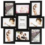 ARPAN MDF Multi Aperture Picture Photo Frame, Holds 9 x 6 x 4 Photos, (Black Frame)