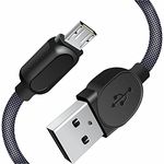 MYVN 2.4A Micro USB Tough Nylon Braided Data & Fast Charging Cable with 480Mbps Data Sync,Durable for Android Devices - (1 m, Grey)