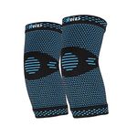 Hykes Elbow Support Compression Sleeve brace for pain relief Tendonitis Arthritis Sports badminton Tennis elbow cricket joint protection golf workout gym - One Pair (Blue, Large)