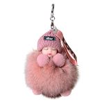 AQ899 Key Pendant Cute Fluffy PomPom Sleeping Key Chains Keyrings Bags Charm Pendant Sleep Keychain Bowtie Pompom Wallet Handing Pendant Ornament for Key Bag Mobile Phone