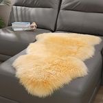 Soft Genuine Fluffy Sheepskin Rugs, Plush Wool Fur Area Irregular Throw Rugs for Bedroom Living Room Decors Carpet Sofa Chair Cover Couch Bench Pet Dog Pray Cushion Mat