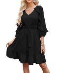 GRACE KARIN Summer Dresses for Women UK Women's Knee-Length Swing Dresses Party Dresses Black XL