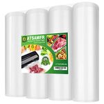 ATSAMFR 11x50 Rolls 4 Pack Vacuum Sealer Food Saver Bags Rolls with BPA Free,Heavy Duty,Great for Vac storage or Sous Vide Cooking