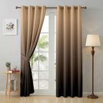 Story@Home 100% True Blackout Semi Long Door Curtains 8 Feet Long Set of 2 | Gradient Printed | Room Darkening Curtain | Ombre Curtain for Living Room | (116 X 242 Cm, Beige & Brown)