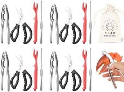 16pcs Premium Crab Crackers and Tools Set, Stainless Steel Crab Leg Cracker Tool, Seafood Scissors, Picks, Shellers, and Storage Bag