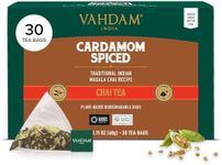 VAHDAM, Cardamom Masala Chai Tea Bags (30 Count) Non GMO, Gluten Free, No Artificial Flavor | Blended w/Exotic Spices | Chai Tea | Resealable Ziplock Pouch | Individually Wrapped