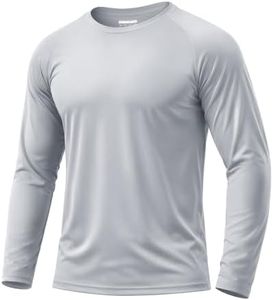 Boladeci SPF Shirts for Men Long Sleeve Swim Shirts Tops UPF 50+ Sun UV Protection Clothing Summer Fishing Shirts Rash Guard Athletic T-Shirts (Gray)