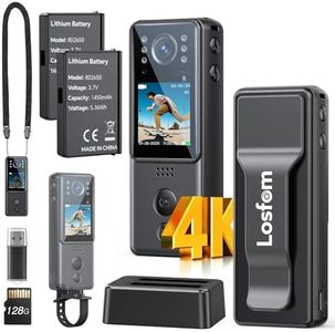Losfom 4K Body Camera with Audio and Video Recording, Dual Batteries Z13 Mini Small Body Cam, with Charging Dock&6 IR Night Vision, Wearable Camera for Vlog, Personal Protection, Security