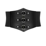 JASGOOD Wide Elastic Corset Belt for Women Vintage Lace-up Tied Waspie Waist Belt for Dress