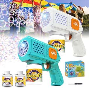 Panacare Elektronische Seifenblasenpistole, Bubble Gun Kinder mit Seifenblasenlösung, Bubble Machine Toys 5000+ Blasen Outdoor Geschenk für Geburtstag/Party/Hochzeit, Bubble Gun 3-10Jahr (B+W)