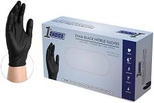 1st Choice Black Nitrile Gloves, Disposable Latex Free Exam Grade Black Gloves for Cooking, Medical, Dental, Cleaning - 3mil