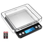 AMIR Digital Kitchen Scale, 3000g 0.01oz/0.1g Pocket Cooking Scale, Mini Food Scale, Pro Electronic Jewelry Scale with Back-Lit LCD Display, Tare & PCS Functions, Stainless Steel, Black