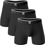 Giovici Mens Boxers Bamboo Anti Chafing Soft Comfortable Boxer Briefs Longer Leg - Boxer Shorts Multipack - Moisture Wicking Technology Black