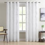 LinenZone Embroidered Flower Curtains. (Flora 54 x 84, White)